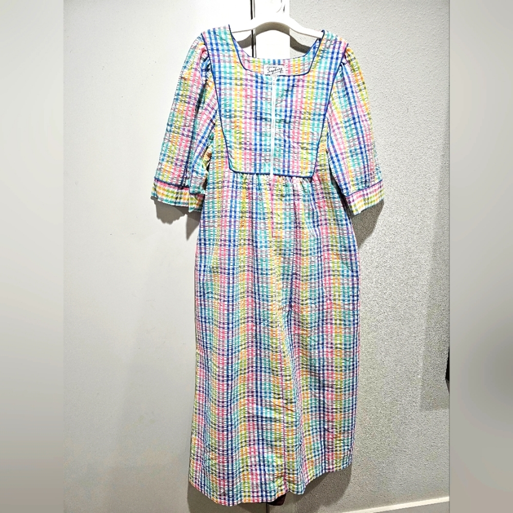 Vintage Saybury seersucker housedress M